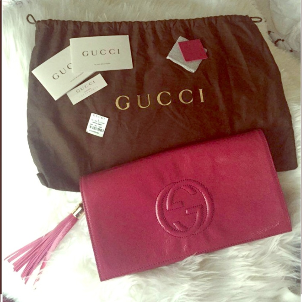 AUTHENTIC!!! Gucci soho leather patent clutch